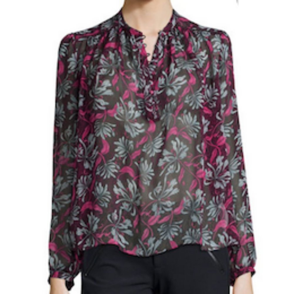 Rebecca Taylor Mystic Floral Plum silk blouse